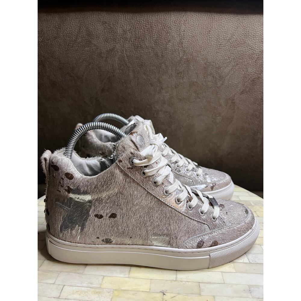 J/Slides Ludlow Metallic Calf Hair High-Top Sneakers - Picture 3 of 12
